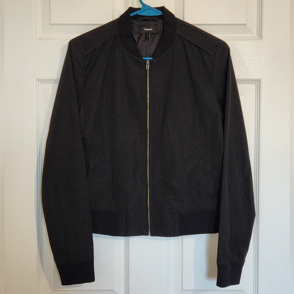 Theory black thin bomber jacket, Size S, EUC